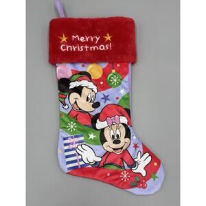Ruz Disney Mickey & Minnie Mouse Purple & Red Merry Christmas Stocking